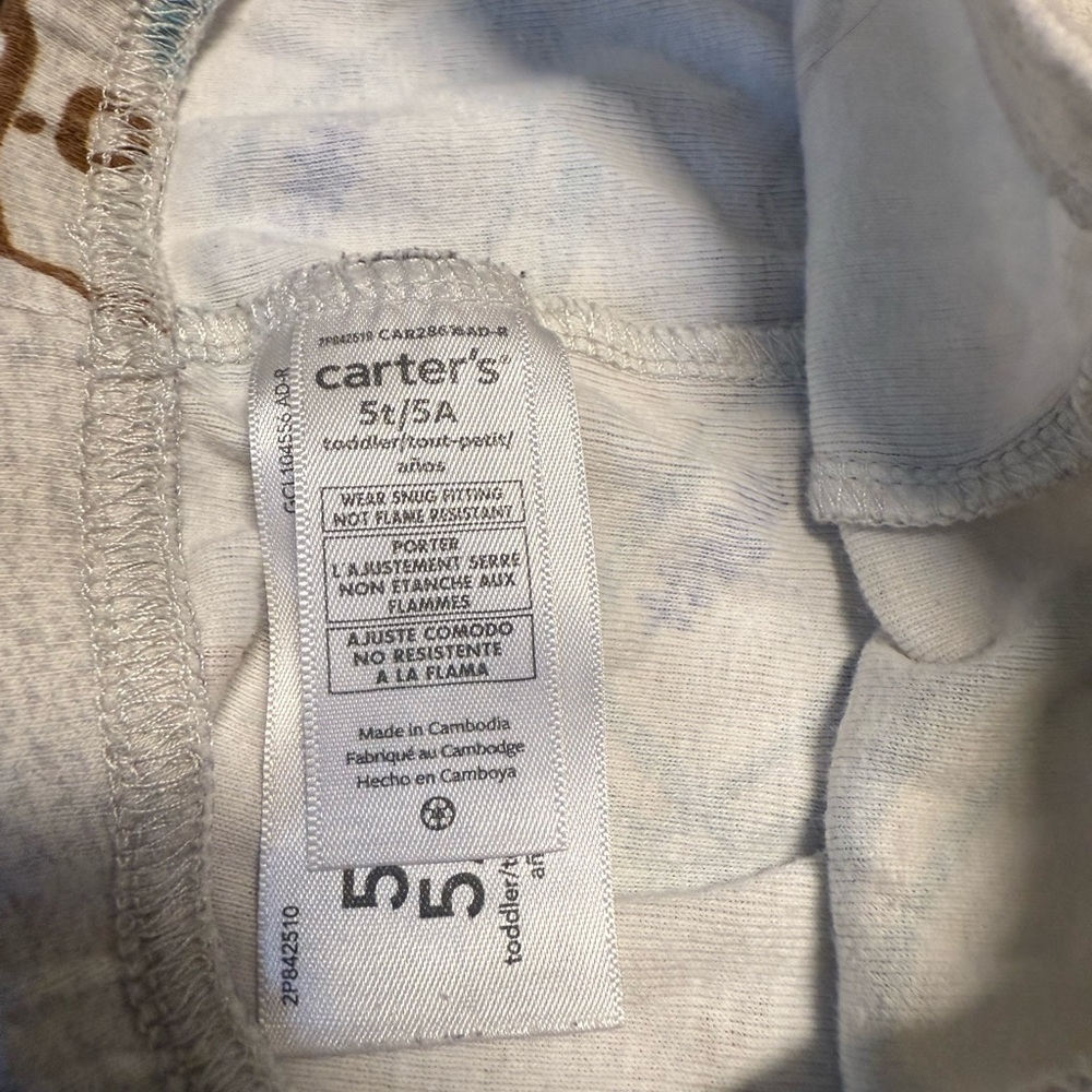 Carter's Cream and Blue Football Pajama Set - Picture 5 of 6